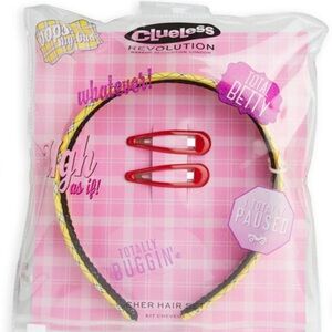Clueless x Revolution Cher Hair Yellow/Blue Headband & Red Clips